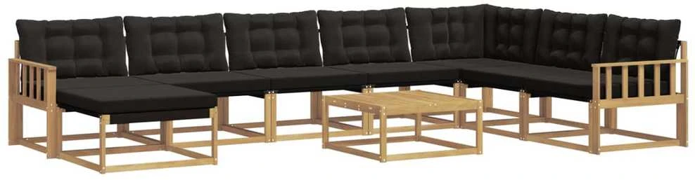 Lauko sofos komplektas 9 vnt. Balta ir juoda