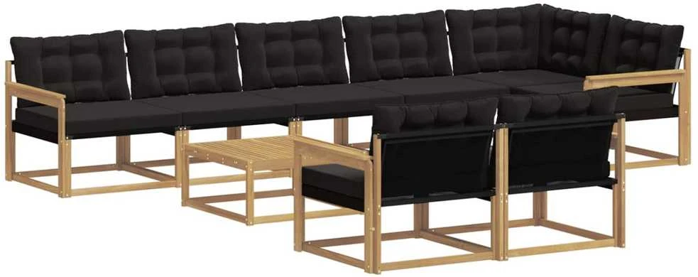 Lauko sofos komplektas 9 vnt. Balta ir juoda