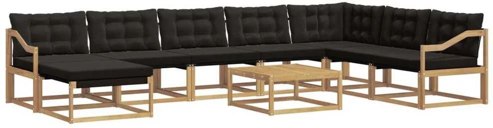 Lauko sofos komplektas 9 vnt. Balta ir juoda