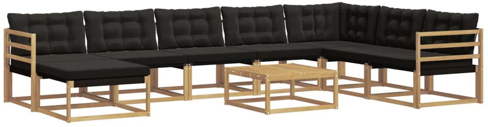 Lauko sofos komplektas 9 vnt. Balta ir juoda