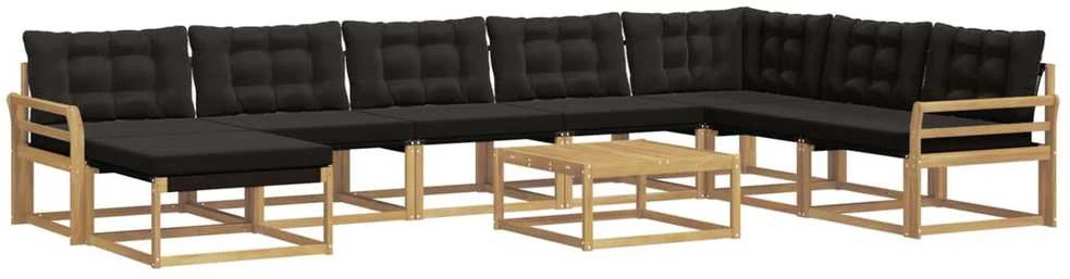 Lauko sofos komplektas 9 vnt. Balta ir juoda