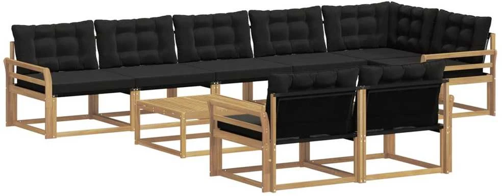 Lauko sofos komplektas 9 vnt. Balta ir juoda