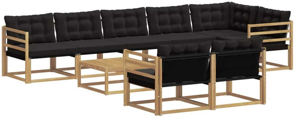 Lauko sofos komplektas 9 vnt. Balta ir juoda