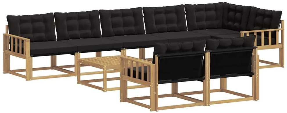 Lauko sofos komplektas 9 vnt. Balta ir juoda