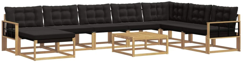 Lauko sofos komplektas 9 vnt. Balta ir juoda