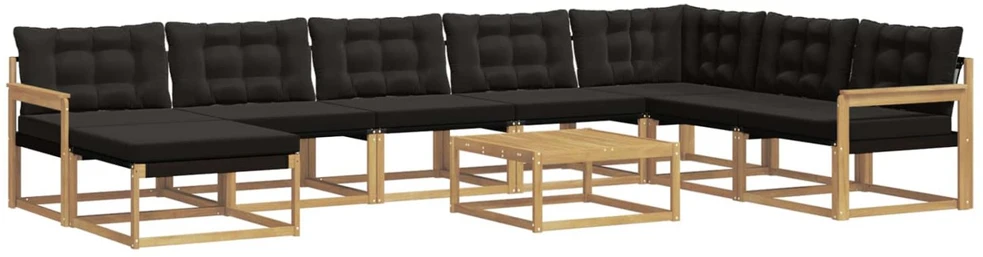 Lauko sofos komplektas 9 vnt. Balta ir juoda