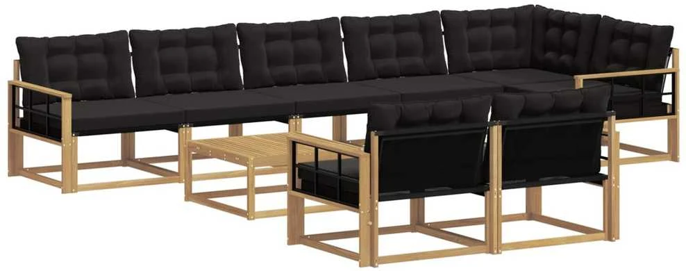 Lauko sofos komplektas 9 vnt. Balta ir juoda