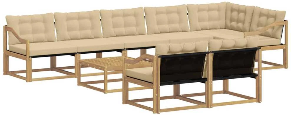 Lauko sofos komplektas 9 vnt. Balta ir kreminė