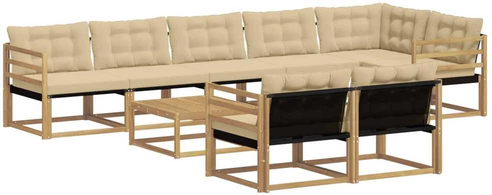 Lauko sofos komplektas 9 vnt. Balta ir kreminė
