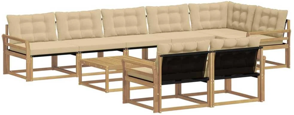 Lauko sofos komplektas 9 vnt. Balta ir kreminė
