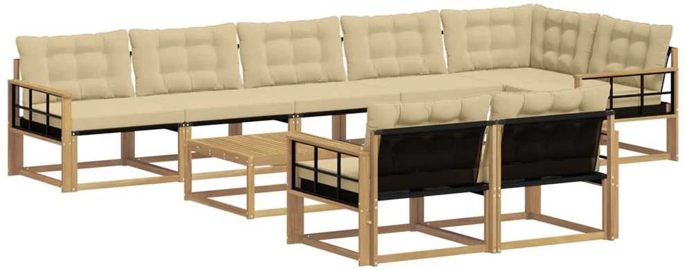 Lauko sofos komplektas 9 vnt. Balta ir kreminė