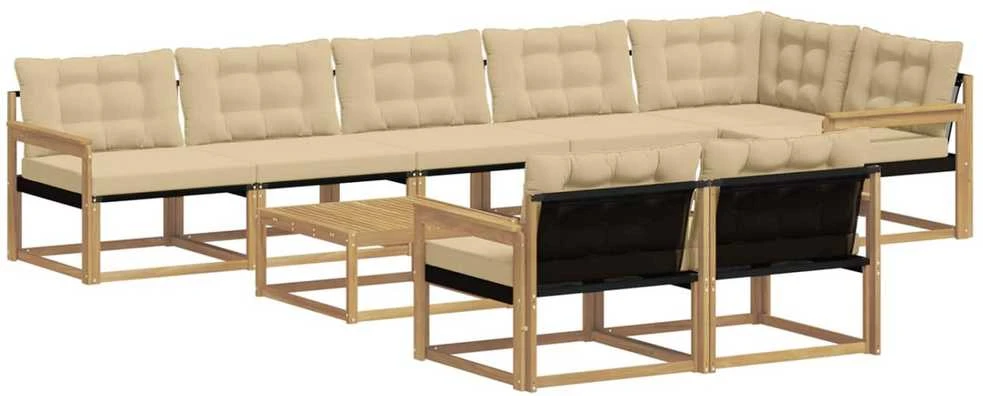 Lauko sofos komplektas 9 vnt. Balta ir kreminė