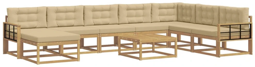 Lauko sofos komplektas 9 vnt. Balta ir kreminė