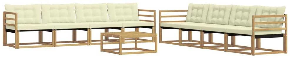 Lauko sofos komplektas 9 vnt. Balta ir kreminė