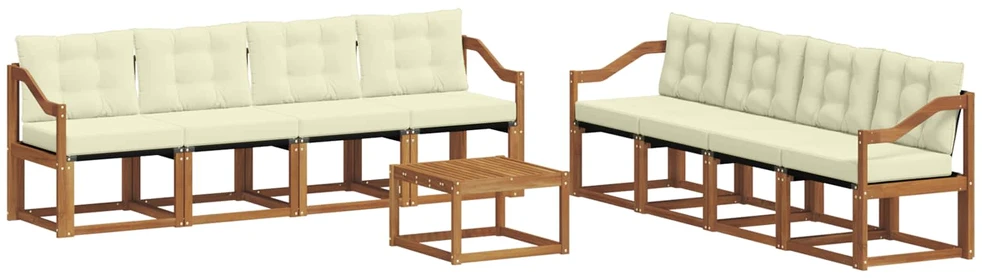 Lauko sofos komplektas 9 vnt. 8 vietos Natūralus ir grietinėlė