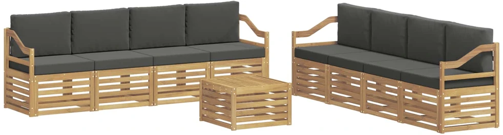 Lauko sofos komplektas 9 vnt. 8 vietos Balta ir antracito