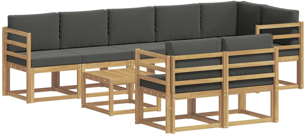 Lauko sofos komplektas 9 vnt. 8 vietos Balta ir antracito