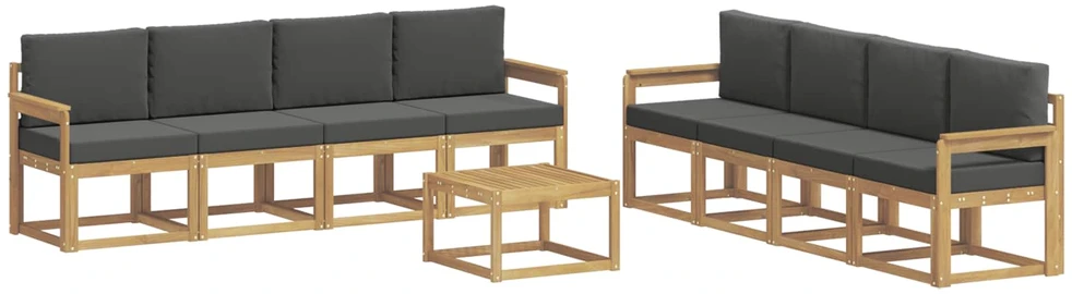 Lauko sofos komplektas 9 vnt. 8 vietos Balta ir antracito