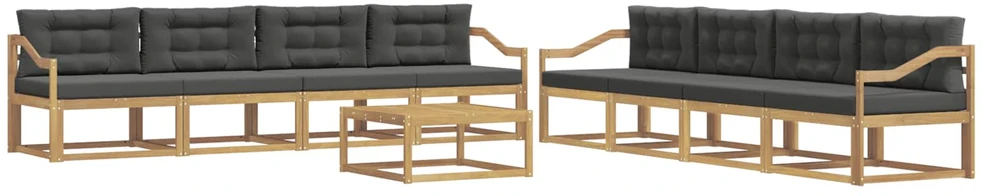 Lauko sofos komplektas 9 vnt. Balta ir antracito Poliesteris