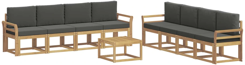 Lauko sofos komplektas 9 vnt. 8 vietos Balta ir antracito