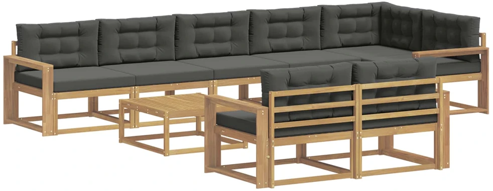 Lauko sofos komplektas 9 vnt. 8 vietos Balta ir antracito