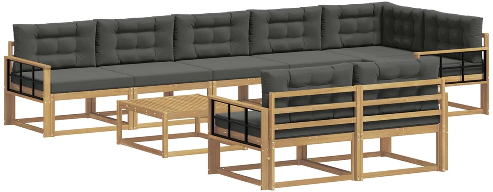 Lauko sofos komplektas 9 vnt. 8 vietos Balta ir antracito