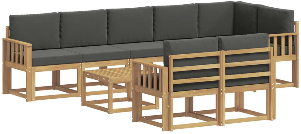 Lauko sofos komplektas 9 vnt. 8 vietos Balta ir antracito
