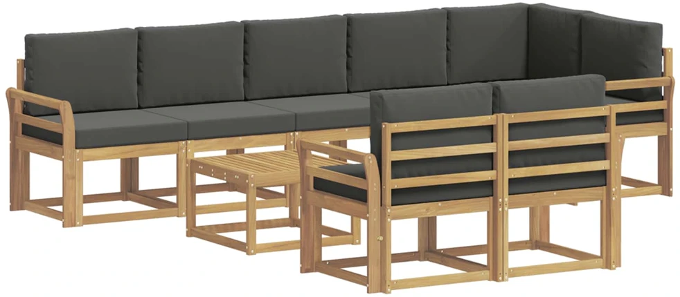 Lauko sofos komplektas 9 vnt. Balta ir antracito Poliesteris