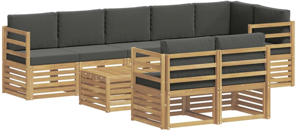 Lauko sofos komplektas 9 vnt. Balta ir antracito Poliesteris