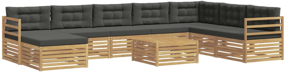 Lauko sofos komplektas 9 vnt. 8 vietos Balta ir antracito