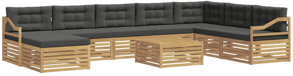 Lauko sofos komplektas 9 vnt. 8 vietos Balta ir antracito