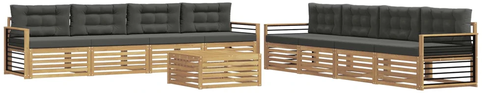 Lauko sofos komplektas 9 vnt. 8 vietos Balta ir antracito