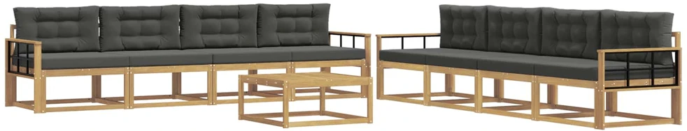 Lauko sofos komplektas 9 vnt. 8 vietos Balta ir antracito