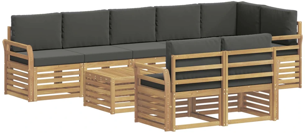 Lauko sofos komplektas 9 vnt. 8 vietos Balta ir antracito