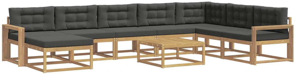 Lauko sofos komplektas 9 vnt. 8 vietos Balta ir antracito