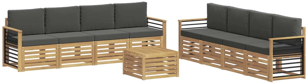 Lauko sofos komplektas 9 vnt. Balta ir antracito Poliesteris