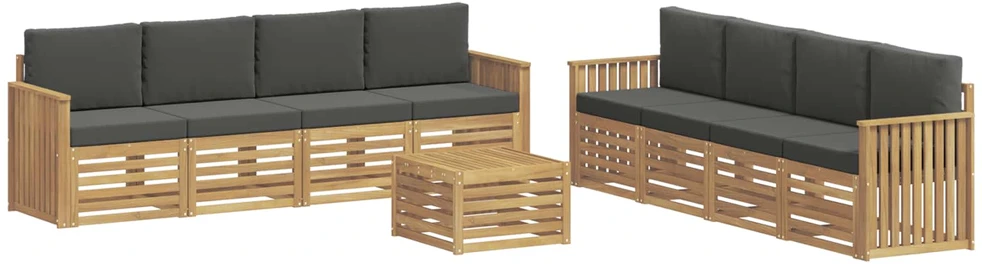 Lauko sofos komplektas 9 vnt. Balta ir antracito Poliesteris