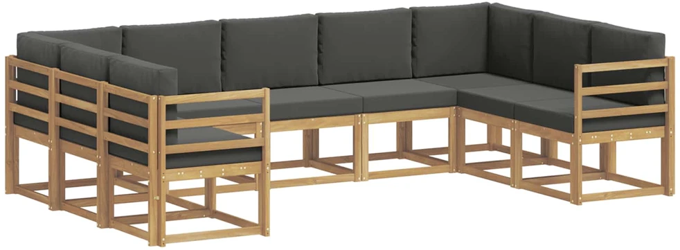 Lauko sofos komplektas 9 vnt. 9 vietos Balta ir antracito