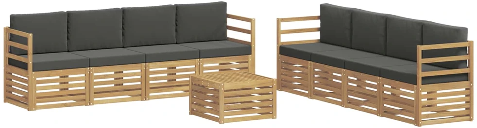 Lauko sofos komplektas 9 vnt. 8 vietos Balta ir antracito