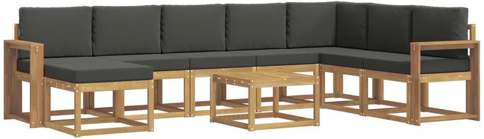 Lauko sofos komplektas 9 vnt. 8 vietos Balta ir antracito