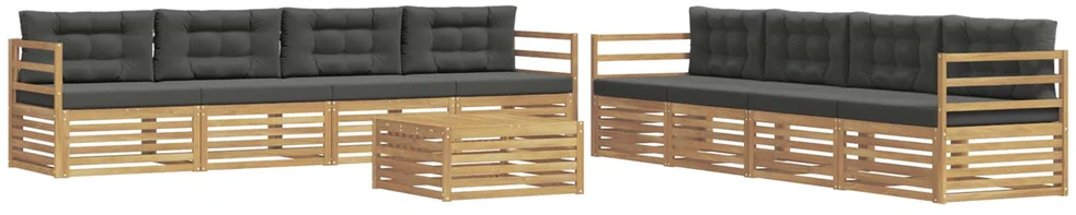 Lauko sofos komplektas 9 vnt. 8 vietos Balta ir antracito