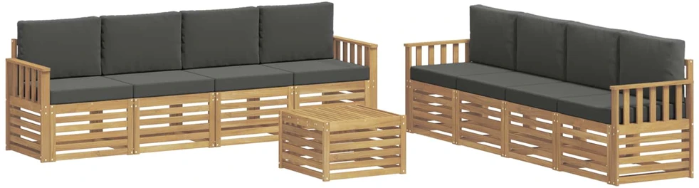 Lauko sofos komplektas 9 vnt. Balta ir antracito Poliesteris