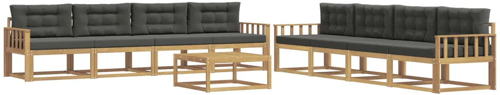 Lauko sofos komplektas 9 vnt. 8 vietos Balta ir antracito