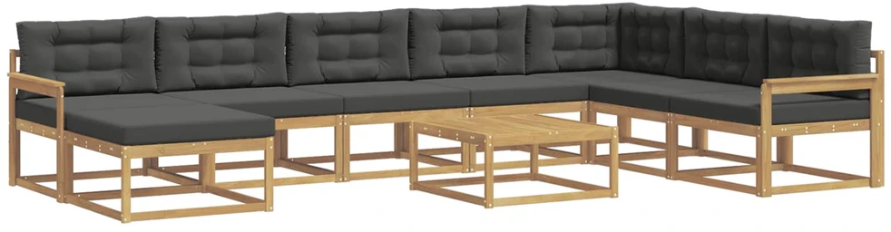 Lauko sofos komplektas 9 vnt. 8 vietos Balta ir antracito