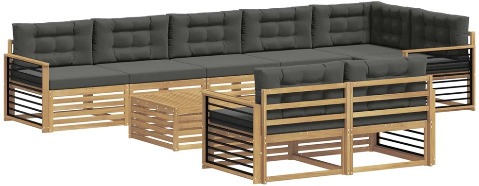 Lauko sofos komplektas 9 vnt. 8 vietos Balta ir antracito
