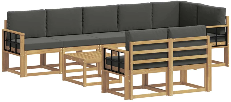 Lauko sofos komplektas 9 vnt. Balta ir antracito Poliesteris