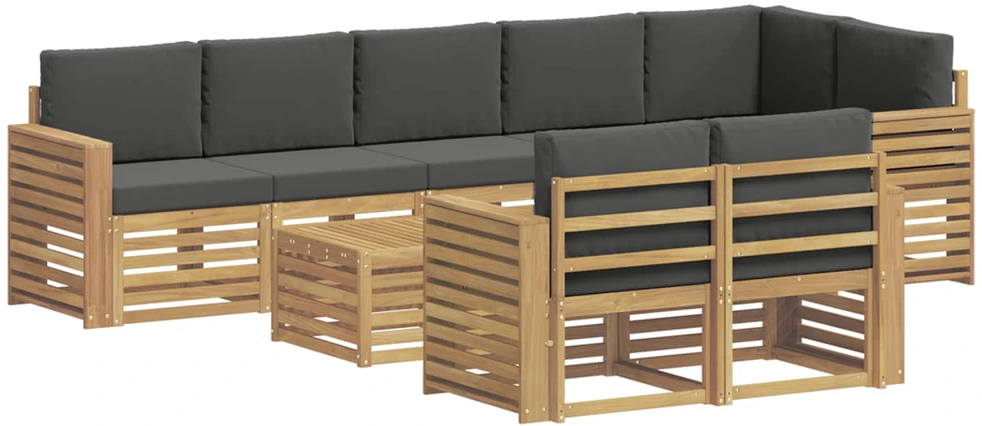 Lauko sofos komplektas 9 vnt. 8 vietos Balta ir antracito