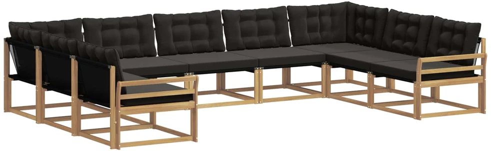 Lauko sofos komplektas 9 vnt. 9 vietos Balta ir juoda