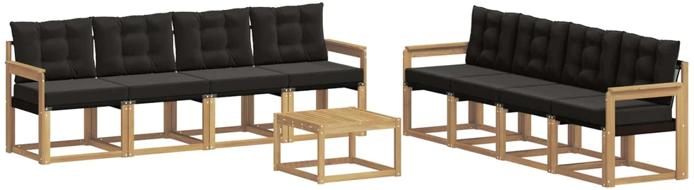 Lauko sofos komplektas 9 vnt. Balta ir juoda