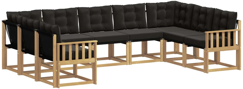 Lauko sofos komplektas 9 vnt. Balta ir juoda